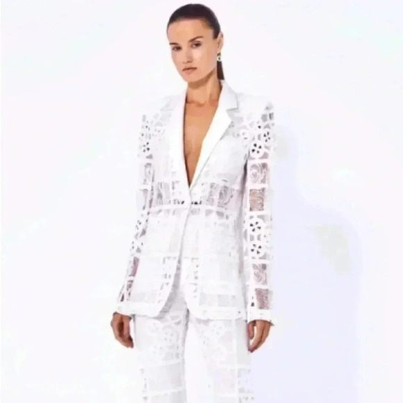 Alexis Harlie Jacket White French Cut Lace Blazer Size Small - Picture 15 of 16
